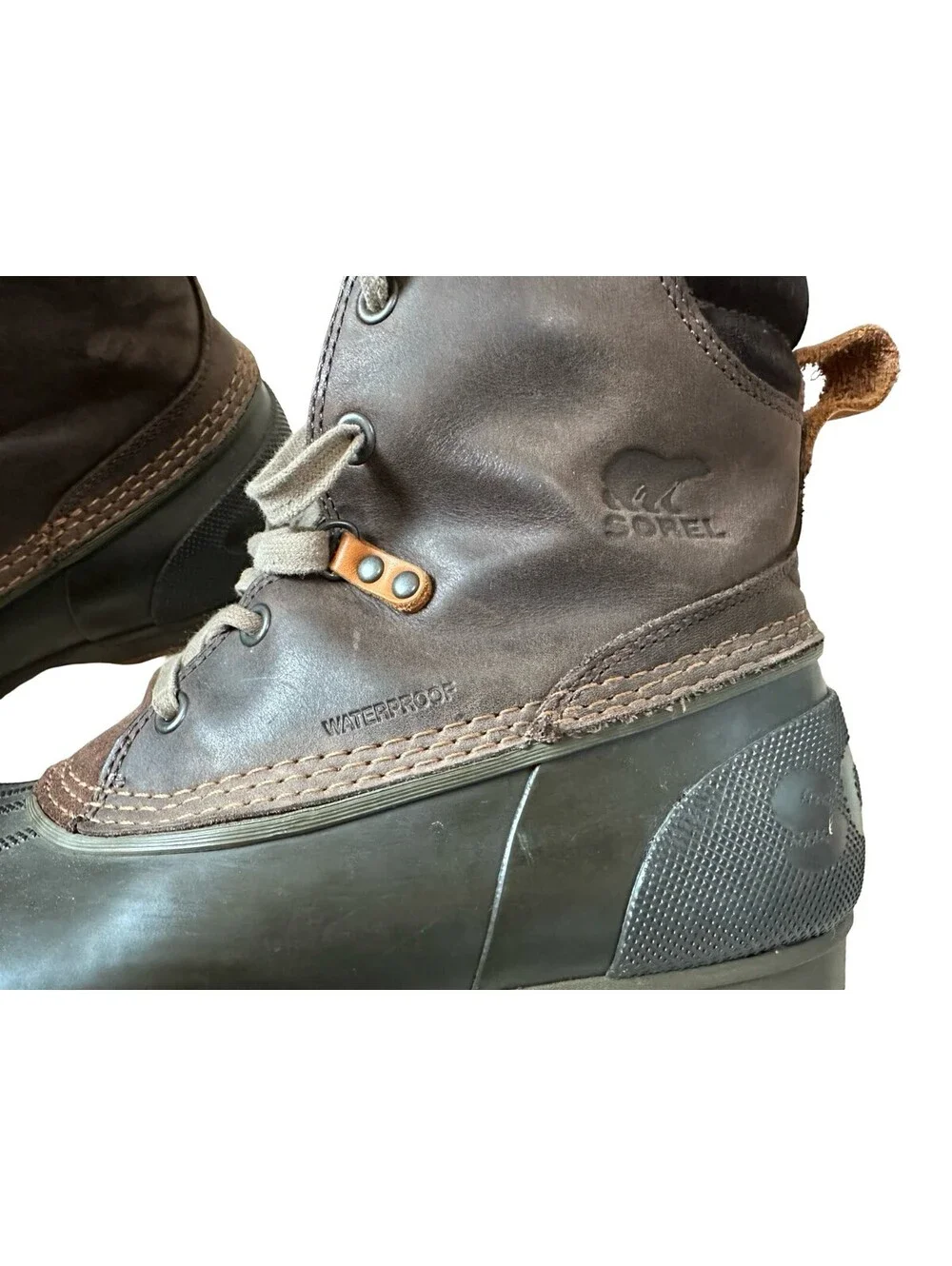 Sorel Mens 11.5 EU 44.5 Ankeny Waterproof Duck Boots Brown Leather